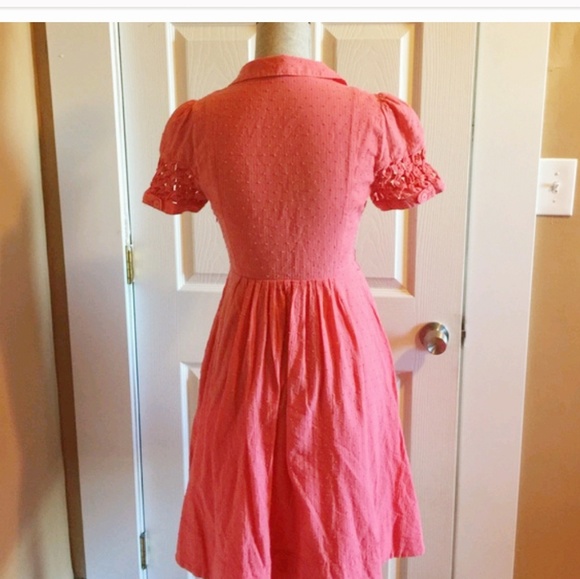 Anthro Maeve Tiny Windows Coral Dress - Picture 4 of 8